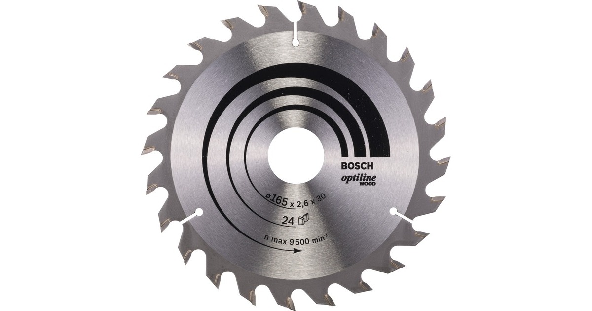 Bosch Kreissägeblatt Optiline Wood, Ø 165mm, 24Z(Bohrung 30mm, für Handkreissägen)