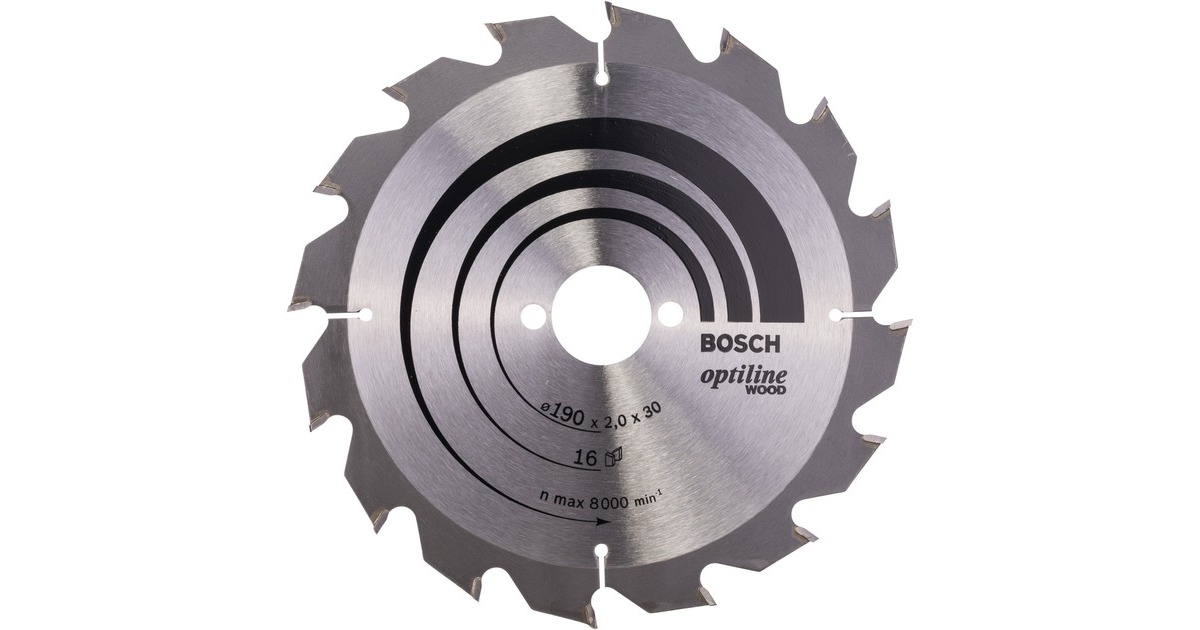Bosch Kreissägeblatt Optiline Wood, Ø 190mm, 16Z(Bohrung 30mm, für Handkreissägen)