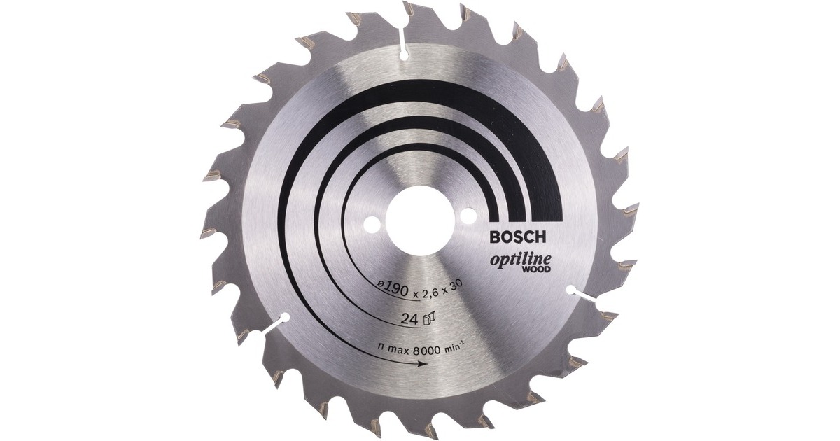 Bosch Kreissägeblatt Optiline Wood, Ø 190mm, 24Z(Bohrung 30mm, für Handkreissägen)