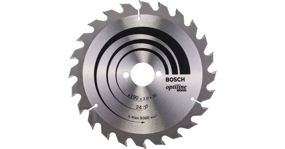 Bosch Kreissägeblatt Optiline Wood, Ø 190mm, 24Z(Bohrung 30mm, für Handkreissägen)