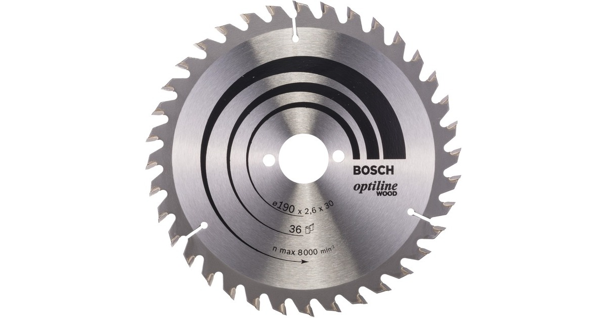 Bosch Kreissägeblatt Optiline Wood, Ø 190mm, 36Z(Bohrung 30mm, für Handkreissägen)