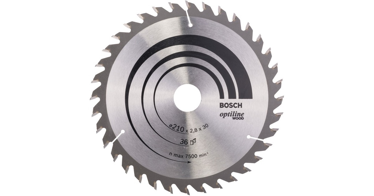 Bosch Kreissägeblatt Optiline Wood, Ø 210mm, 36Z(Bohrung 30mm, für Handkreissägen)