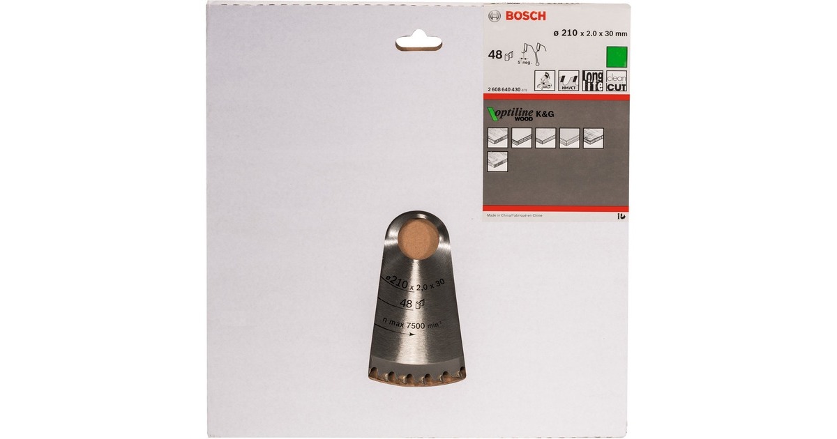 Bosch Kreissägeblatt Optiline Wood, Ø 210mm, 48Z(Bohrung 30mm, für Kapp- & Gehrungssägen)