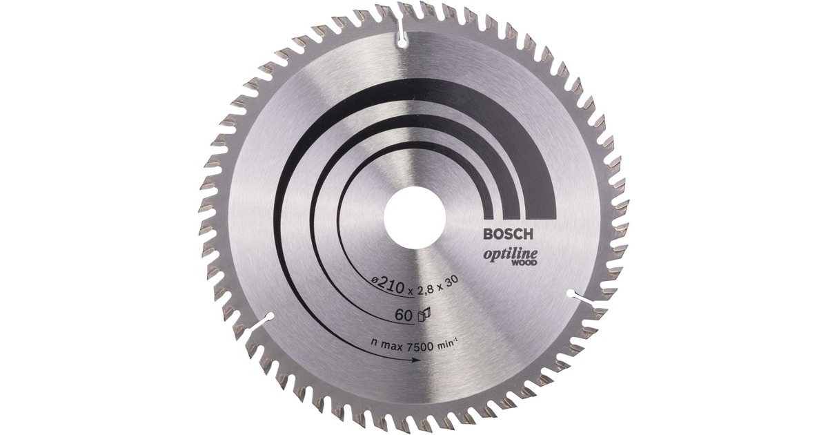 Bosch Kreissägeblatt Optiline Wood, Ø 210mm, 60Z(Bohrung 30mm, für Handkreissägen)