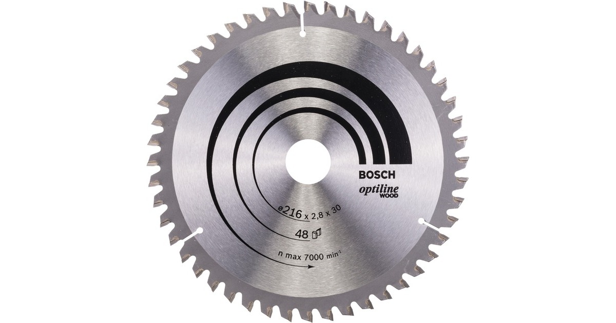 Bosch Kreissägeblatt Optiline Wood, Ø 216mm, 48Z(Bohrung 30mm, für Kapp- & Gehrungssägen)