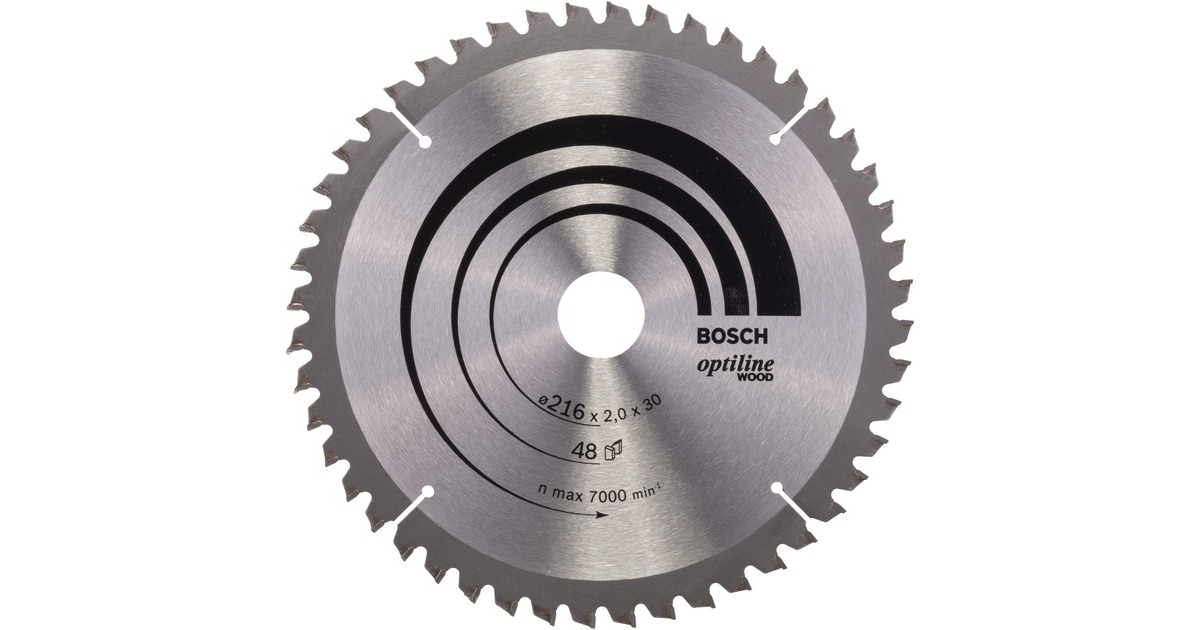 Bosch Kreissägeblatt Optiline Wood, Ø 216mm, 48Z(Bohrung 30mm, für Kapp- & Gehrungssägen)