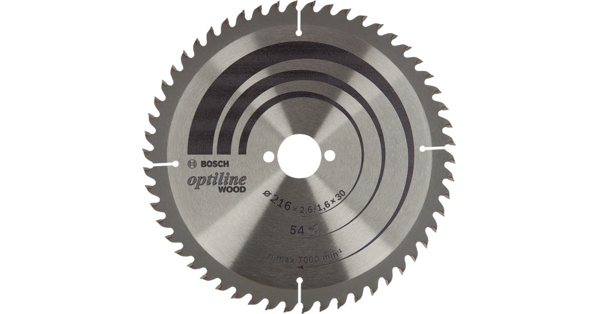 Bosch Kreissägeblatt Optiline Wood, Ø 216mm, 54Z(Bohrung 30mm, für Tischkreissägen)