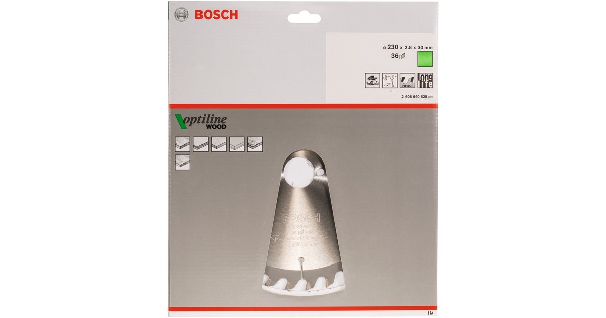 Bosch Kreissägeblatt Optiline Wood, Ø 230mm, 36Z(Bohrung 30mm, für Handkreissägen)