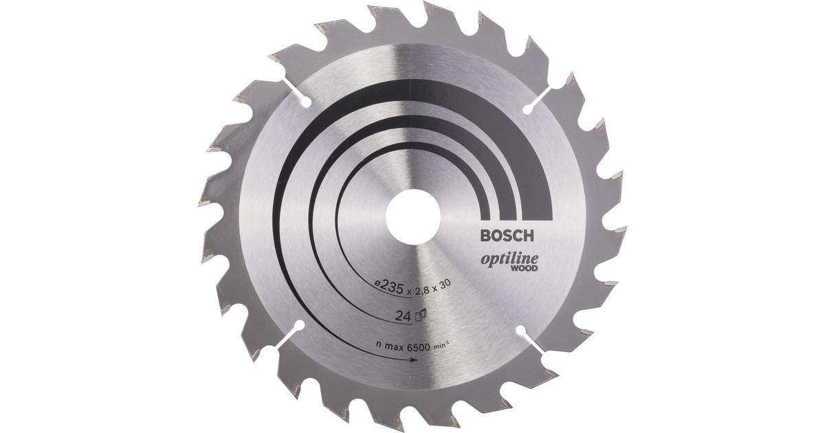 Bosch Kreissägeblatt Optiline Wood, Ø 235mm, 24Z(Bohrung 30mm, für Handkreissägen)