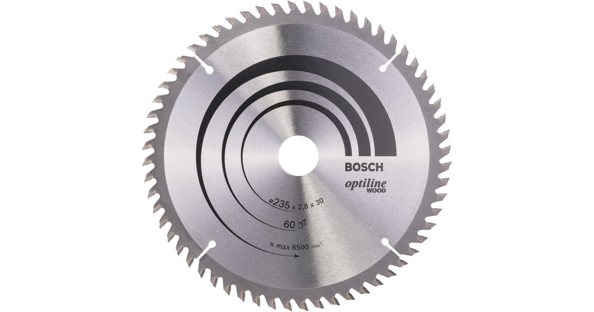 Bosch Kreissägeblatt Optiline Wood, Ø 235mm, 60Z(Bohrung 30mm, für Handkreissägen)