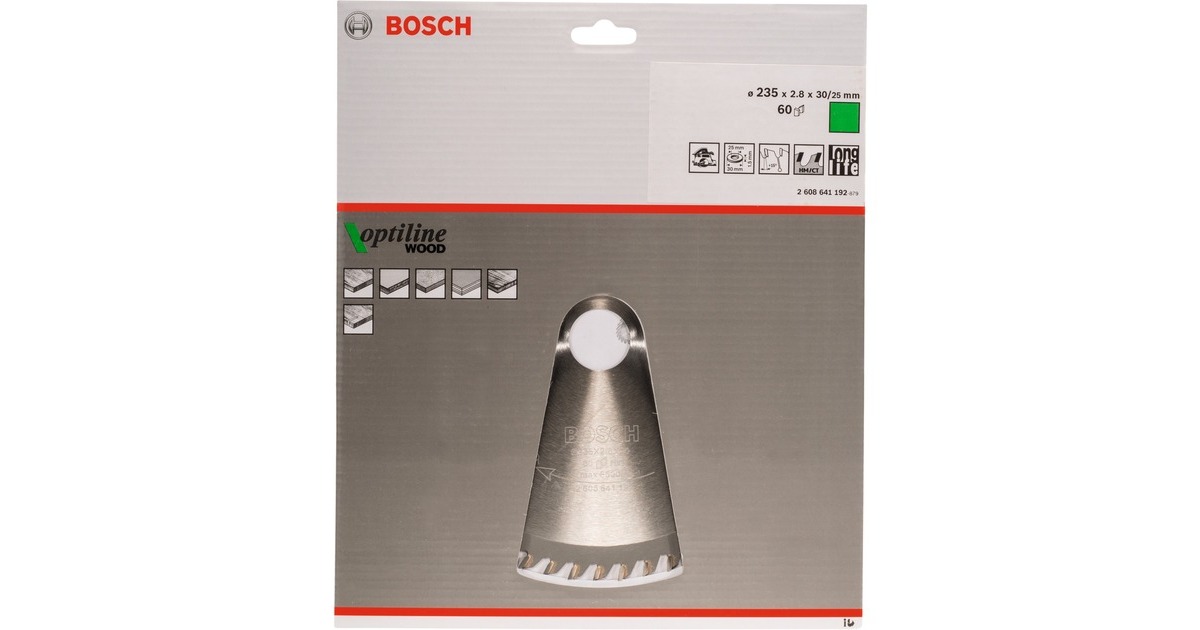Bosch Kreissägeblatt Optiline Wood, Ø 235mm, 60Z(Bohrung 30mm, für Handkreissägen)