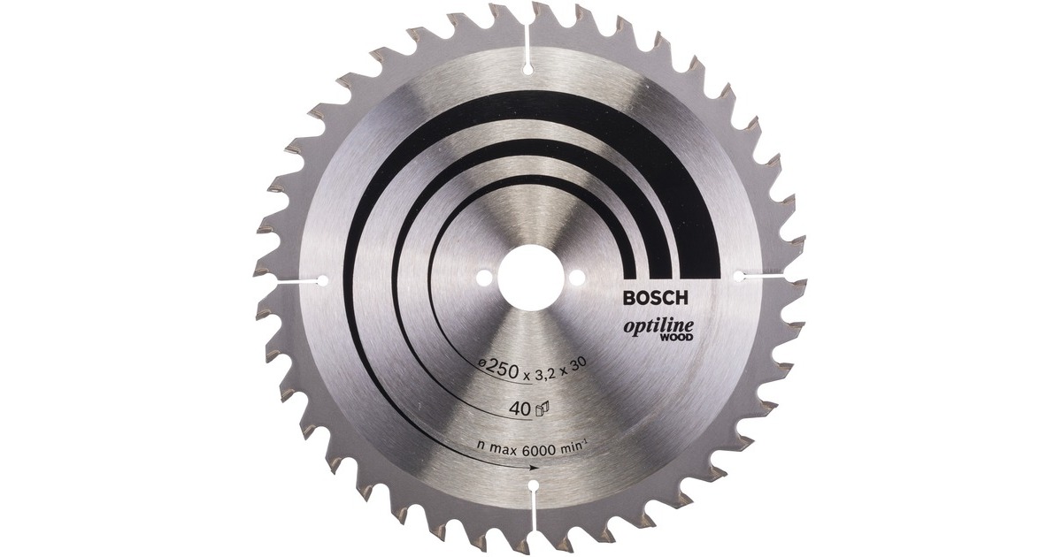 Bosch Kreissägeblatt Optiline Wood, Ø 250mm, 40Z(Bohrung 30mm, für Tischkreissägen)
