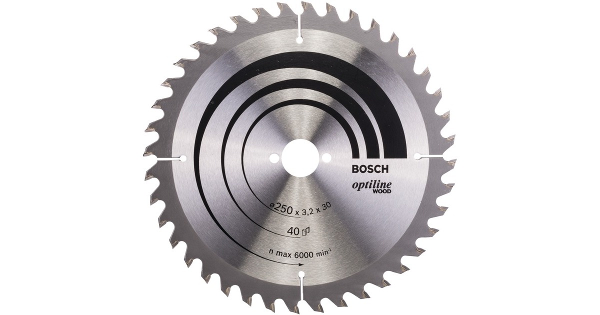 Bosch Kreissägeblatt Optiline Wood, Ø 250mm, 40Z(Bohrung 30mm, für Handkreissägen)