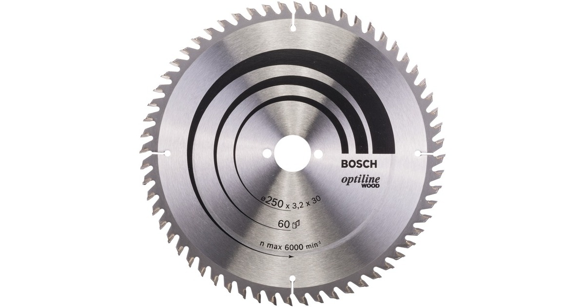 Bosch Kreissägeblatt Optiline Wood, Ø 250mm, 60Z(Bohrung 30mm, für Tischkreissägen)