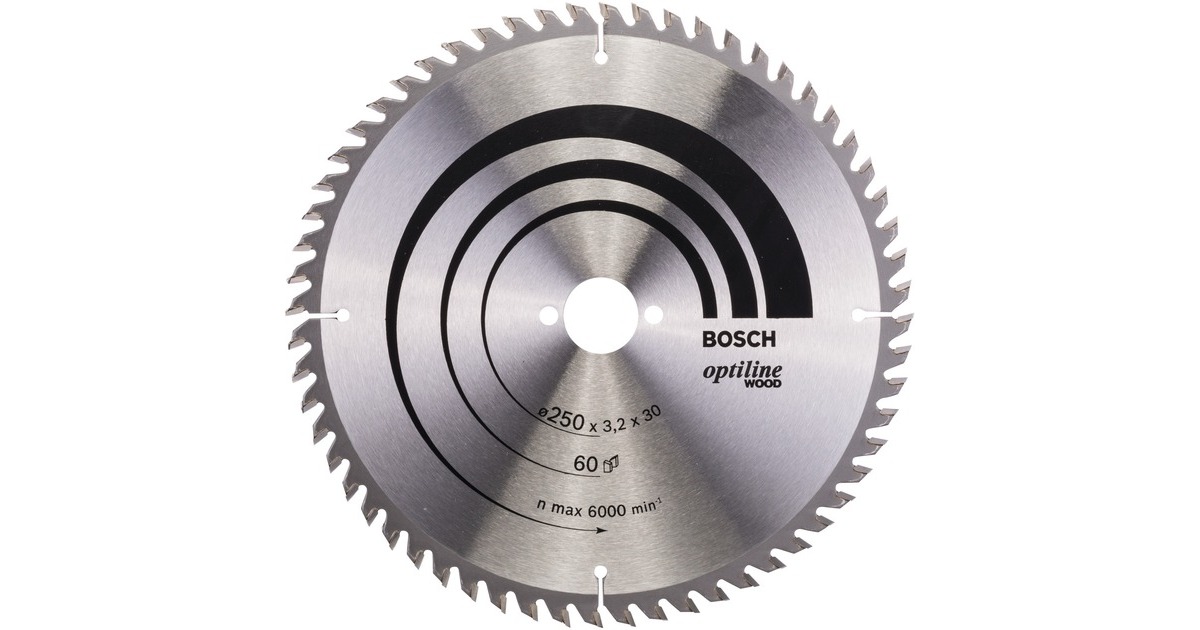 Bosch Kreissägeblatt Optiline Wood, Ø 250mm, 60Z(Bohrung 30mm, für Handkreissägen)