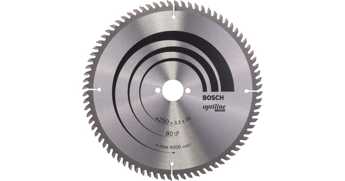 Bosch Kreissägeblatt Optiline Wood, Ø 250mm, 80Z(Bohrung 30mm, für Tischkreissägen)