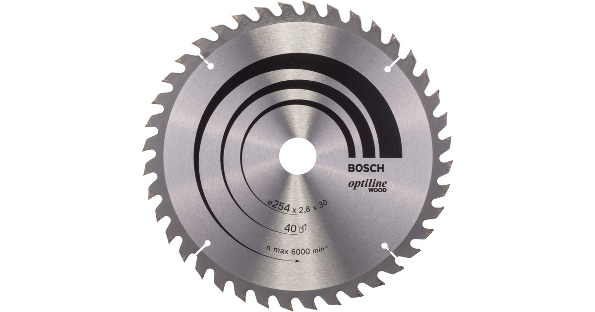Bosch Kreissägeblatt Optiline Wood, Ø 254mm, 40Z(Bohrung 30mm, für Kapp- & Gehrungssägen)