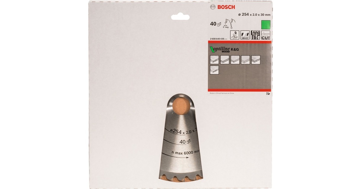 Bosch Kreissägeblatt Optiline Wood, Ø 254mm, 40Z(Bohrung 30mm, für Kapp- & Gehrungssägen)