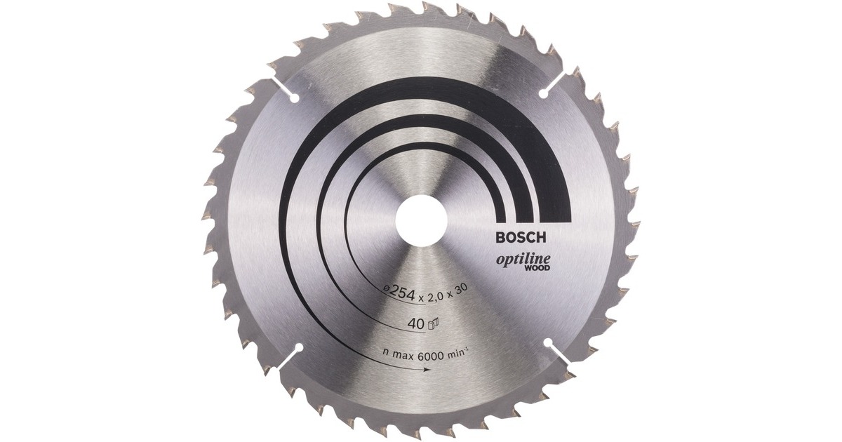 Bosch Kreissägeblatt Optiline Wood, Ø 254mm, 40Z(Bohrung 30mm, für Kapp- & Gehrungssägen)