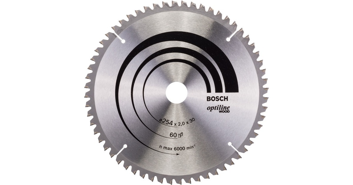 Bosch Kreissägeblatt Optiline Wood, Ø 254mm, 60Z(Bohrung 30mm, für Kapp- & Gehrungssägen)
