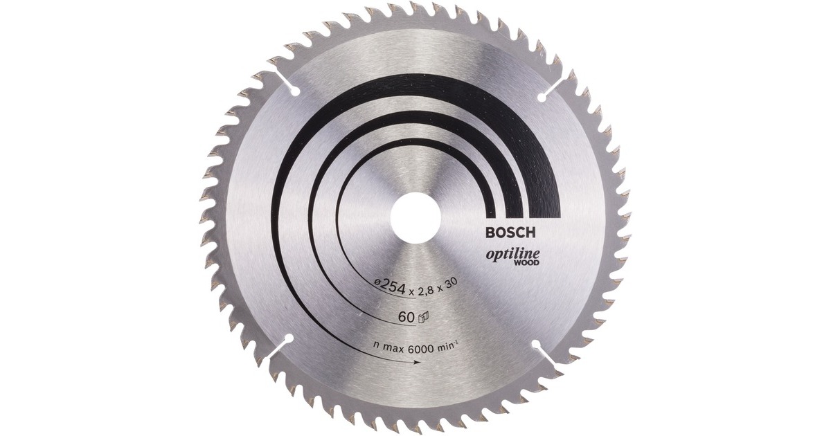Bosch Kreissägeblatt Optiline Wood, Ø 254mm, 60Z(Bohrung 30mm, für Kapp- & Gehrungssägen)