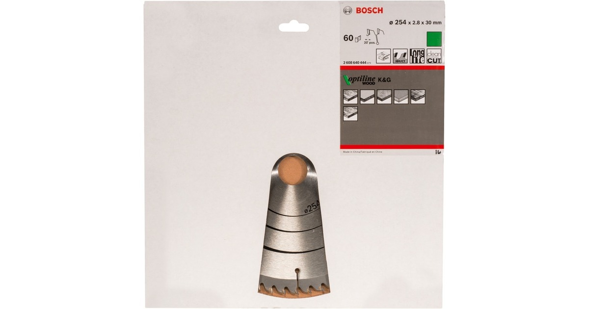 Bosch Kreissägeblatt Optiline Wood, Ø 254mm, 60Z(Bohrung 30mm, für Kapp- & Gehrungssägen)