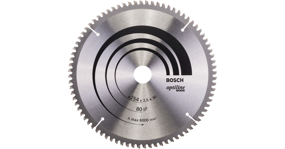 Bosch Kreissägeblatt Optiline Wood, Ø 254mm, 80Z(Bohrung 30mm, für Kapp- & Gehrungssägen)