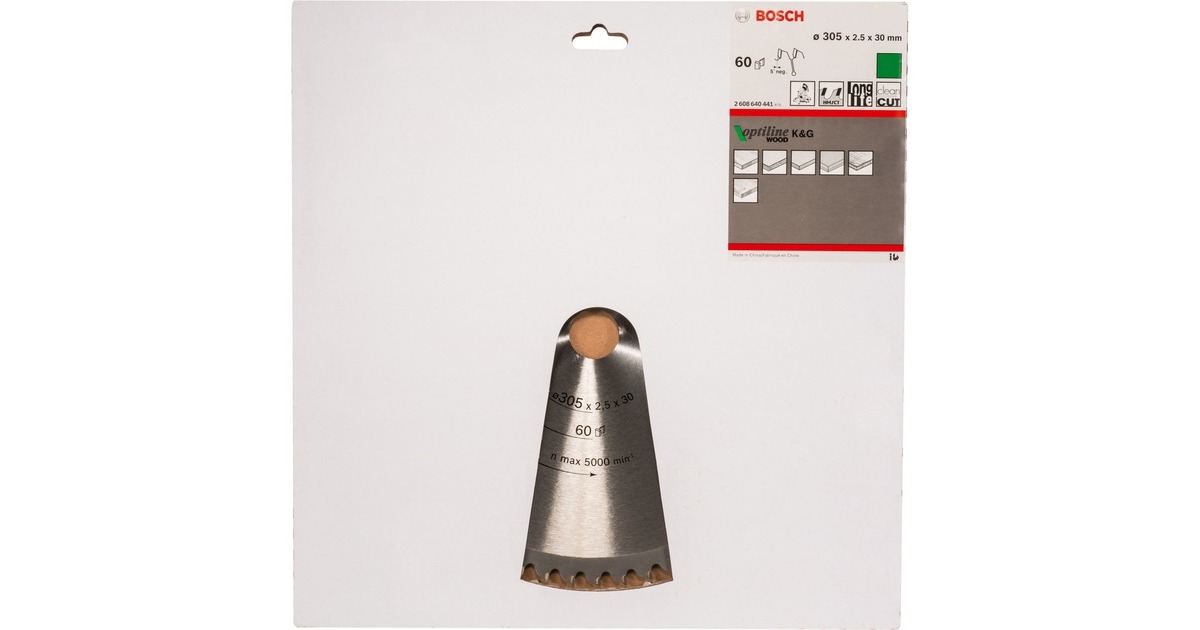 Bosch Kreissägeblatt Optiline Wood, Ø 305mm, 60Z(Bohrung 30mm, für Kapp- & Gehrungssägen)