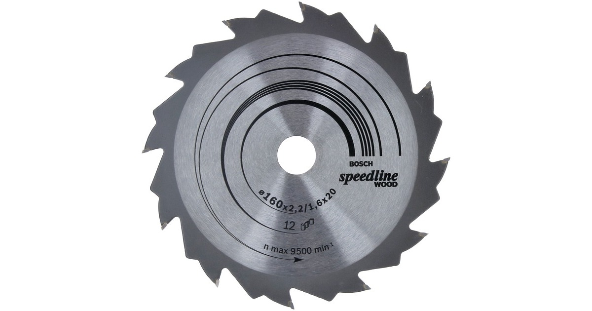 Bosch Kreissägeblatt Speedline Wood, Ø 160mm, 12Z(Bohrung 20mm, für Handkreissägen)