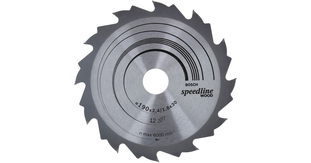 Bosch Kreissägeblatt Speedline Wood, Ø 190mm, 12Z(Bohrung 30mm, für Handkreissägen)