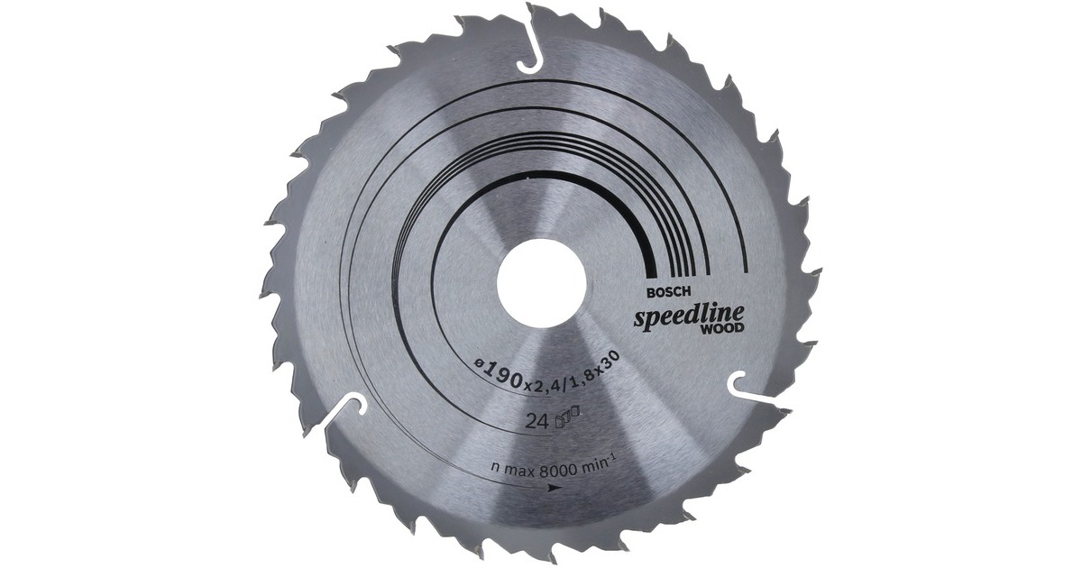 Bosch Kreissägeblatt Speedline Wood, Ø 190mm, 24Z(Bohrung 30mm, für Handkreissägen)