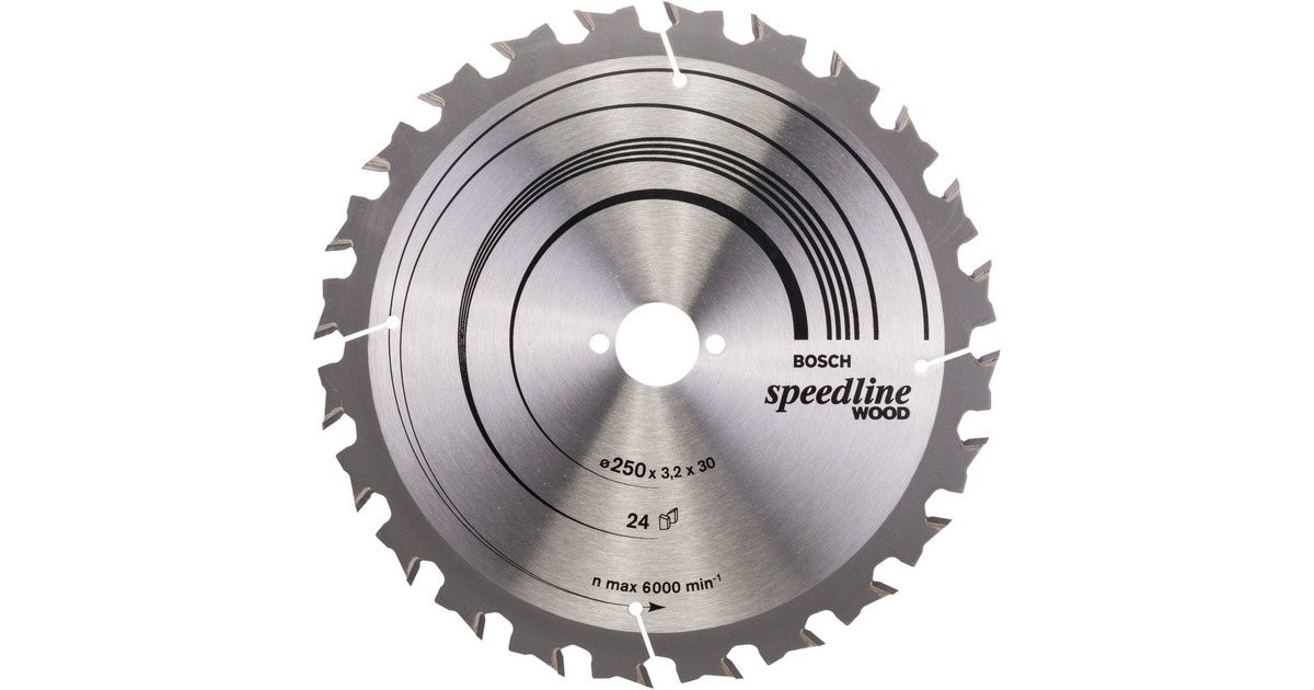 Bosch Kreissägeblatt Speedline Wood, Ø 250mm, 24Z(Bohrung 30mm, für Tischkreissägen)