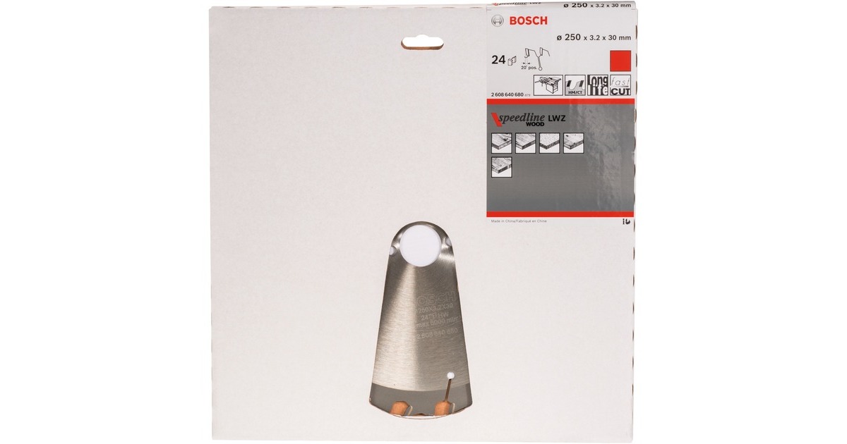 Bosch Kreissägeblatt Speedline Wood, Ø 250mm, 24Z(Bohrung 30mm, für Tischkreissägen)