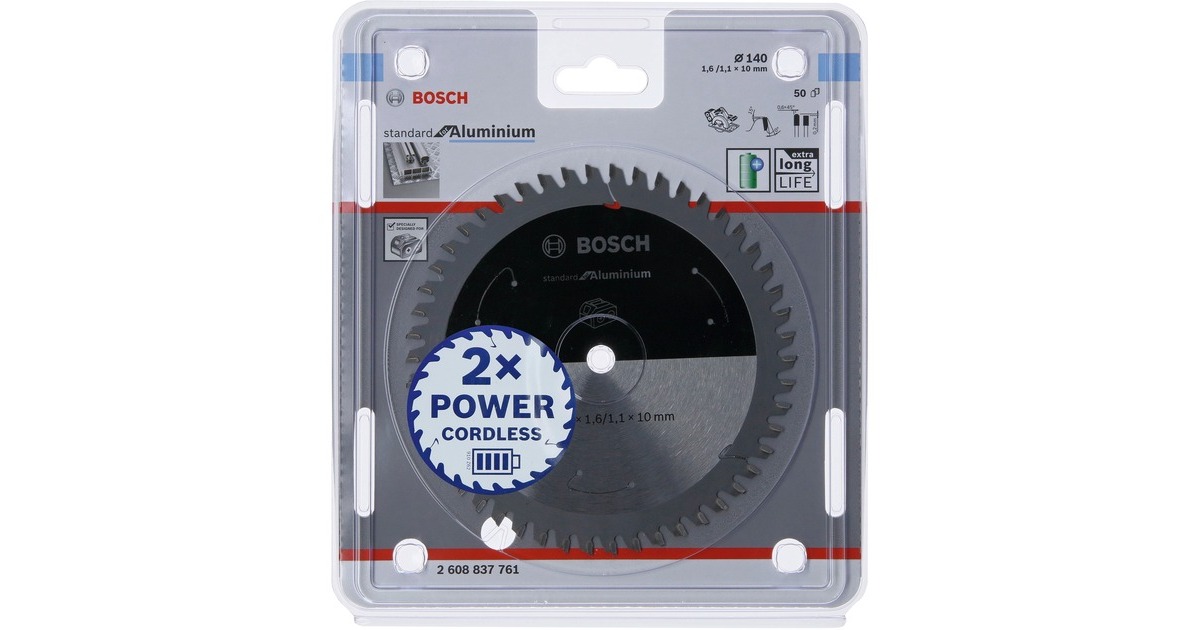 Bosch Kreissägeblatt Standard for Aluminium, Ø 140mm, 50Z(Bohrung 10mm, für Akku-Handkreissägen)