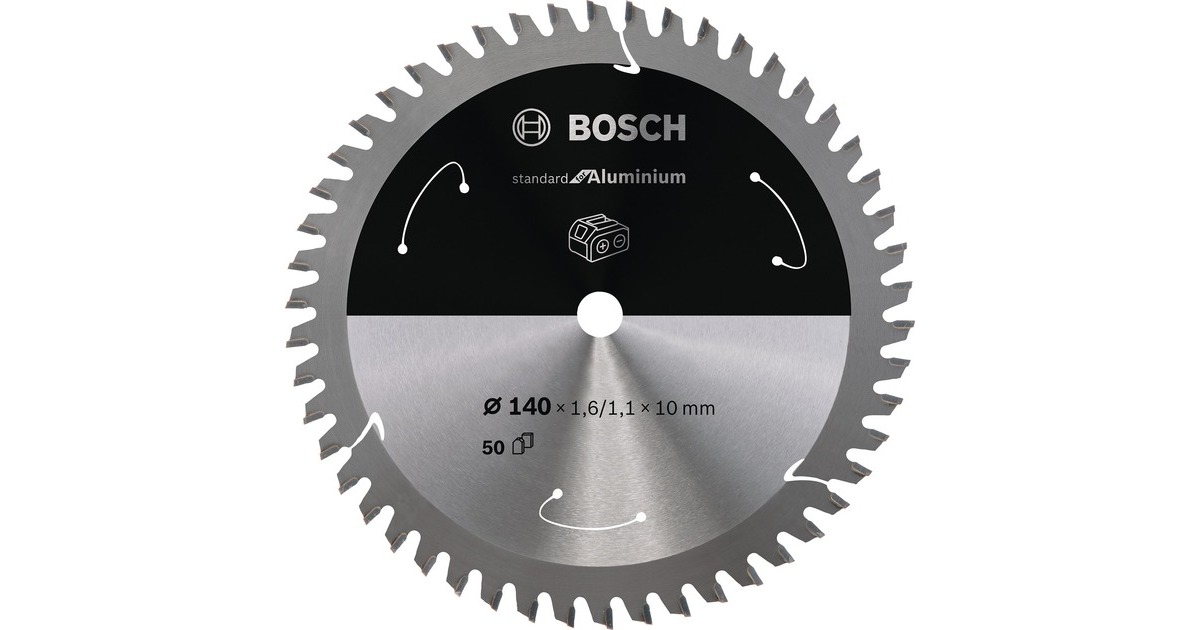Bosch Kreissägeblatt Standard for Aluminium, Ø 140mm, 50Z(Bohrung 10mm, für Akku-Handkreissägen)