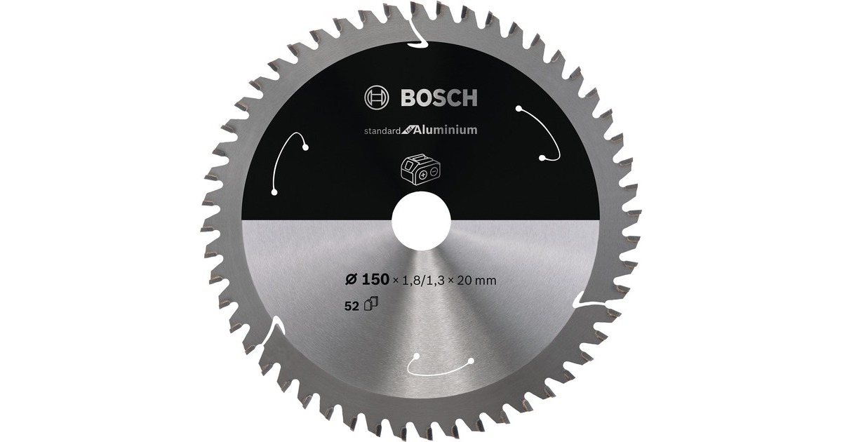 Bosch Kreissägeblatt Standard for Aluminium, Ø 150mm, 52Z(Bohrung 20mm, für Akku-Handkreissägen)