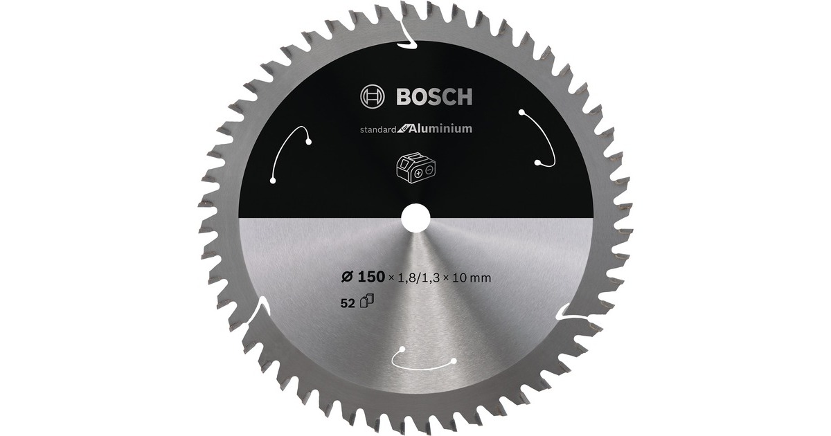 Bosch Kreissägeblatt Standard for Aluminium, Ø 150mm, 52Z(Bohrung 10mm, für Akku-Handkreissägen)