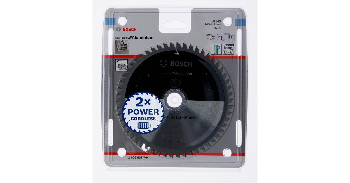 Bosch Kreissägeblatt Standard for Aluminium, Ø 165mm, 54Z(Bohrung 30mm, für Akku-Handkreissägen)