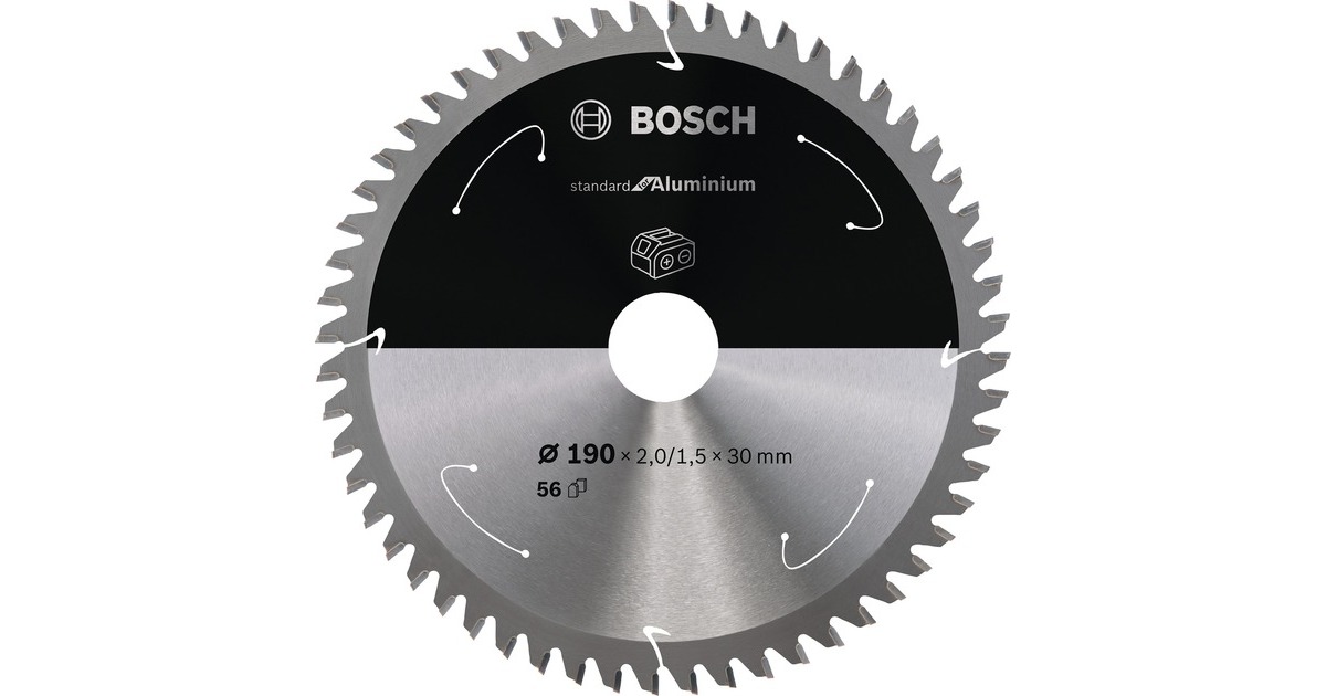 Bosch Kreissägeblatt Standard for Aluminium, Ø 190mm, 56Z(Bohrung 30mm, für Akku-Handkreissägen)