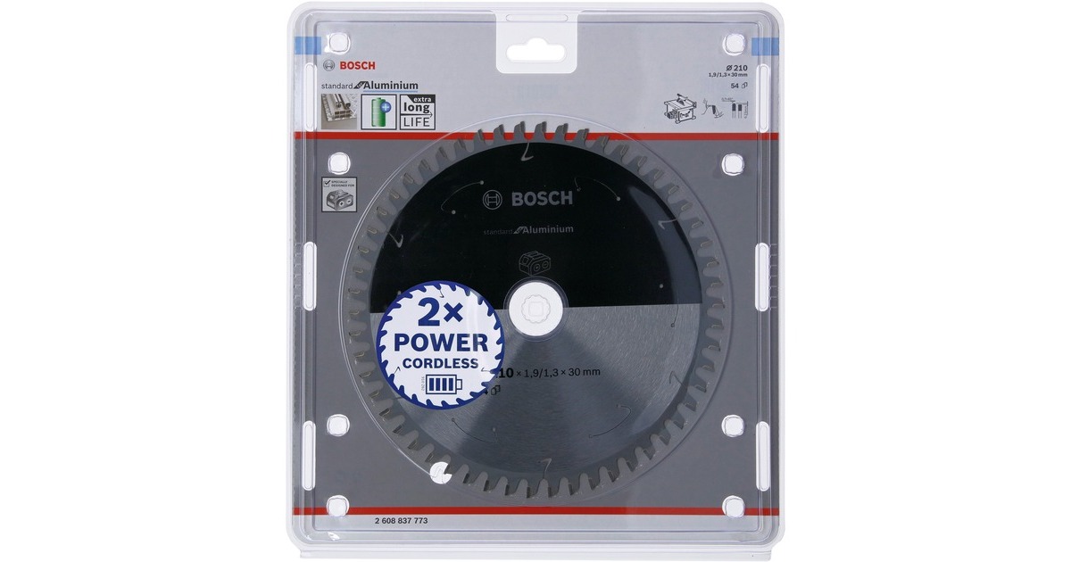 Bosch Kreissägeblatt Standard for Aluminium, Ø 210mm, 54Z(Bohrung 30mm, für Akku-Tischkreissägen)