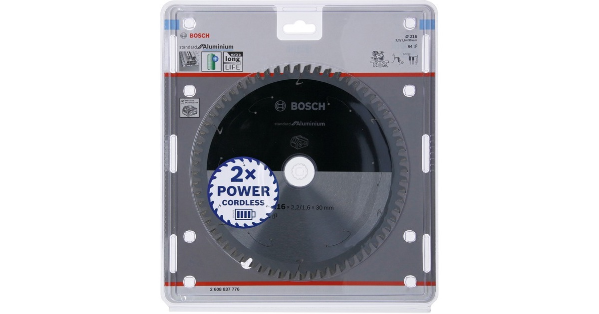 Bosch Kreissägeblatt Standard for Aluminium, Ø 216mm, 64Z(Bohrung 30mm, für Akku-Kappsägen)