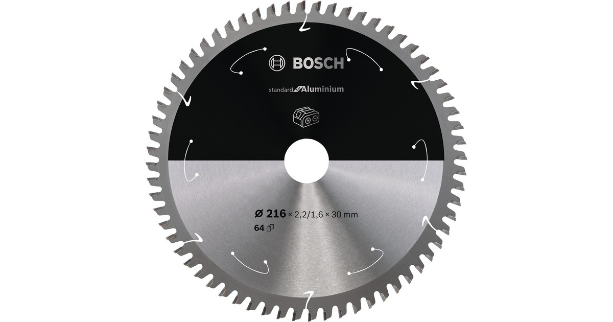 Bosch Kreissägeblatt Standard for Aluminium, Ø 216mm, 64Z(Bohrung 30mm, für Akku-Kappsägen)