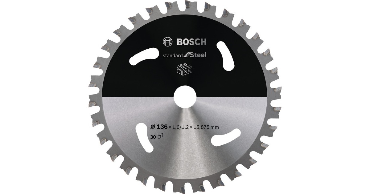 Bosch Kreissägeblatt Standard for Steel, Ø 136mm, 30Z(Bohrung 15,875mm, für Akku-Handkreissägen)