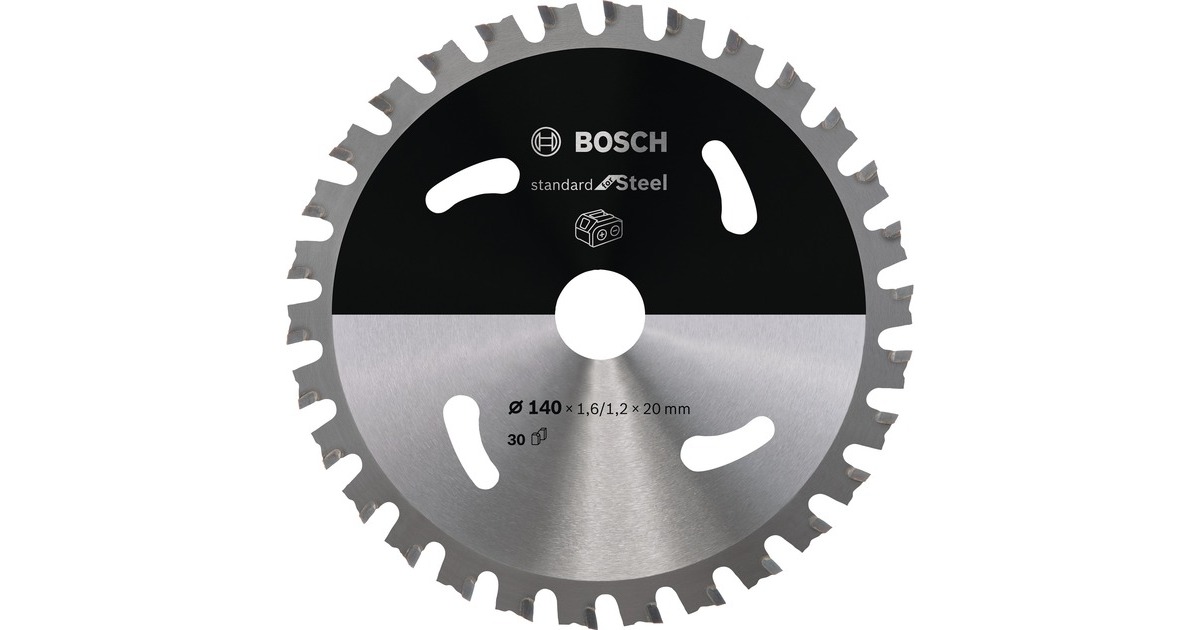 Bosch Kreissägeblatt Standard for Steel, Ø 140mm, 30Z(Bohrung 20mm, für Akku-Handkreissägen)