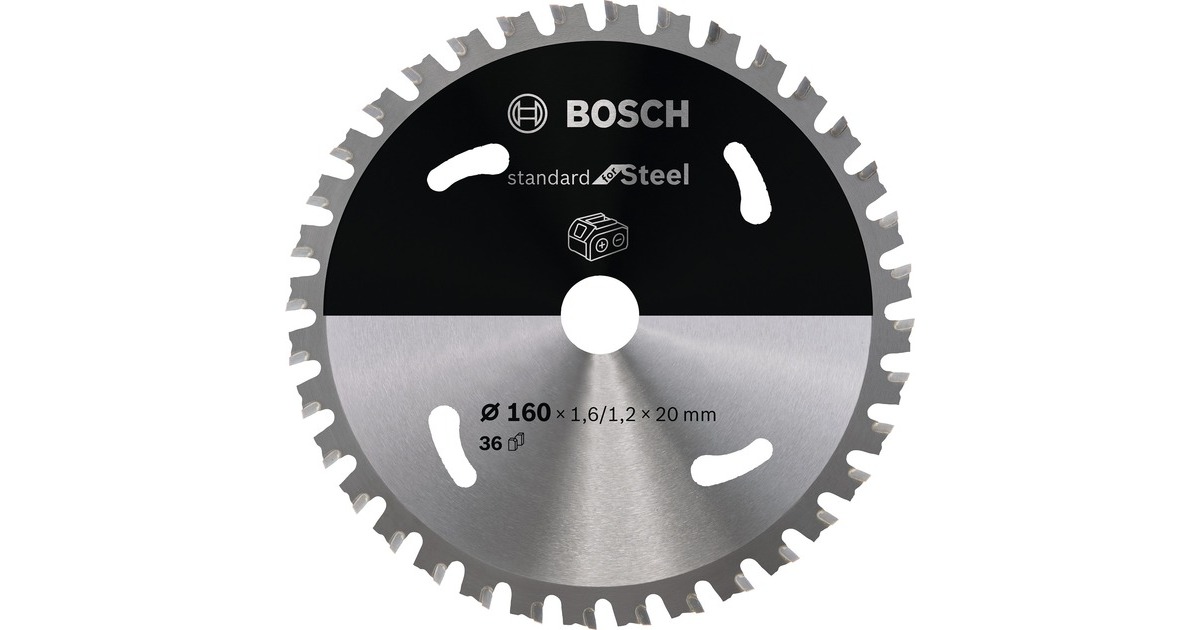 Bosch Kreissägeblatt Standard for Steel, Ø 160mm, 36Z(Bohrung 20mm, für Akku-Handkreissägen)