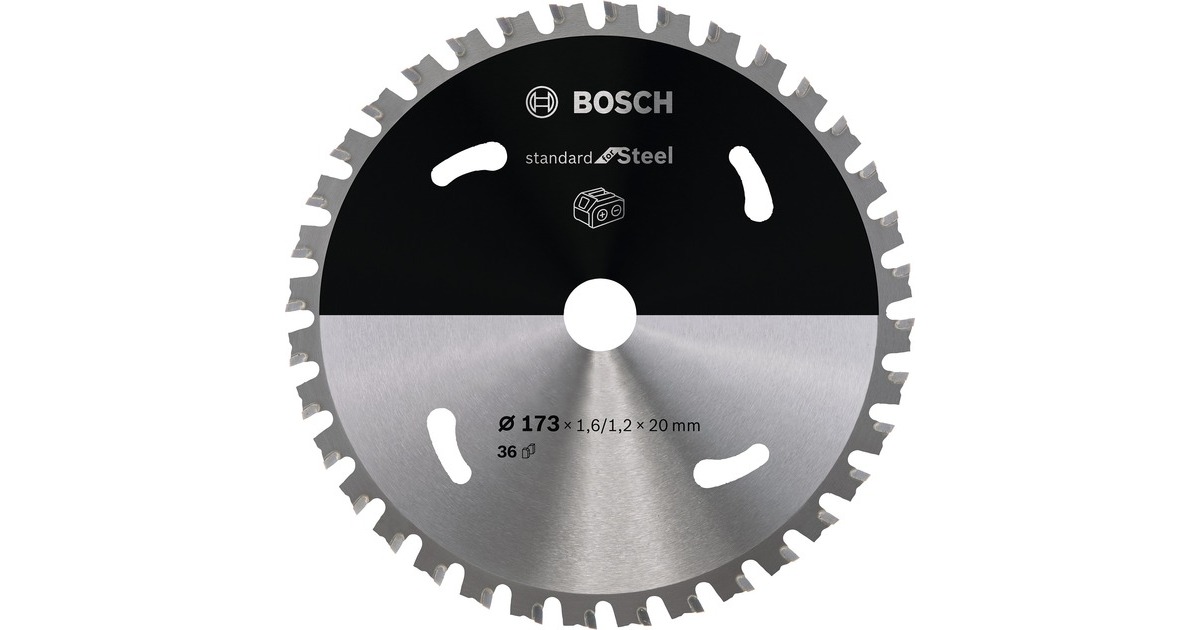 Bosch Kreissägeblatt Standard for Steel, Ø 173mm, 36Z(Bohrung 20mm, für Akku-Handkreissägen)