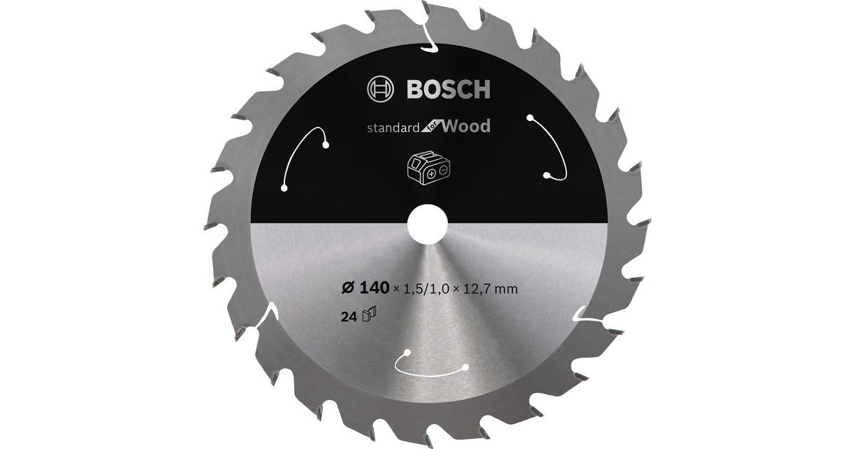 Bosch Kreissägeblatt Standard for Wood, Ø 140mm, 24Z(Bohrung 12,7mm, für Akku-Handkreissägen)