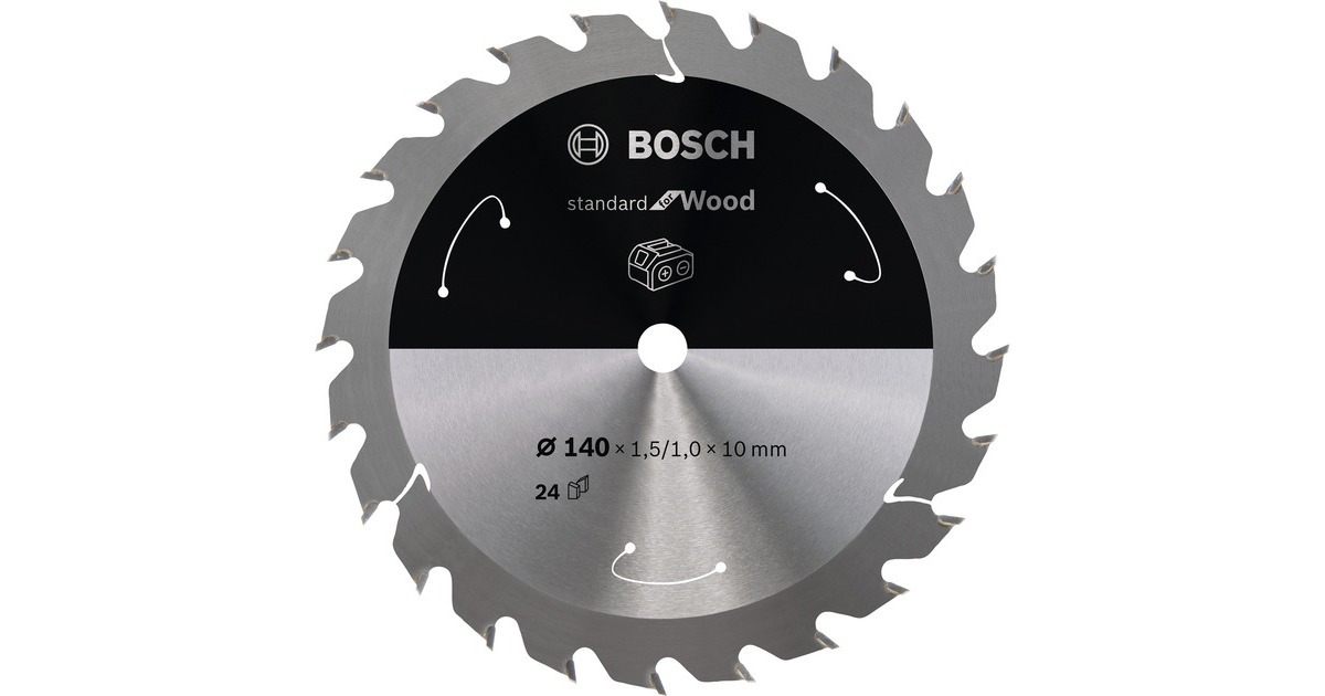 Bosch Kreissägeblatt Standard for Wood, Ø 140mm, 24Z(Bohrung 10mm, für Akku-Handkreissägen)