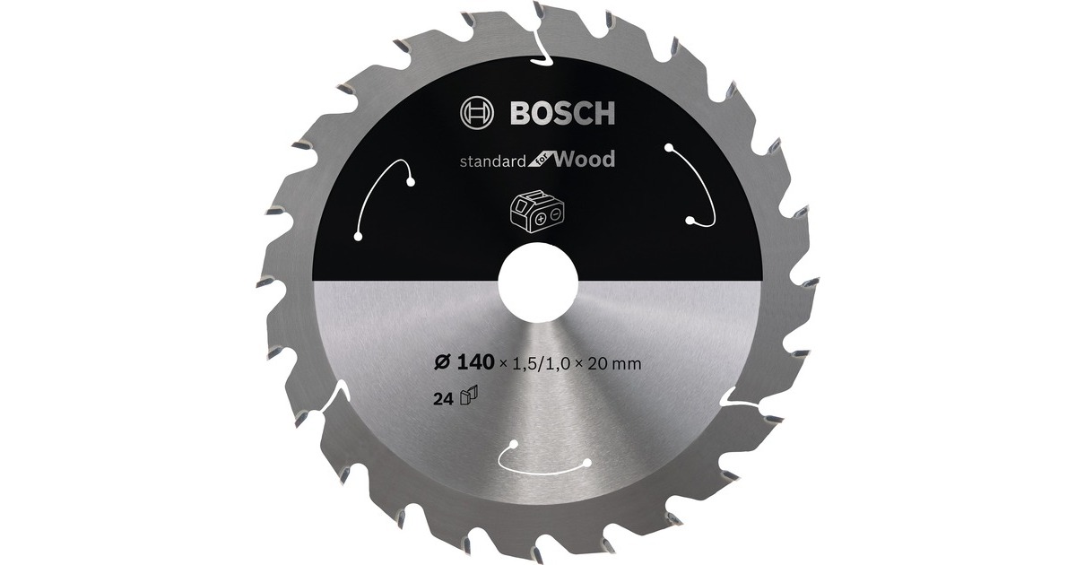 Bosch Kreissägeblatt Standard for Wood, Ø 140mm, 24Z(Bohrung 20mm, für Akku-Handkreissägen)