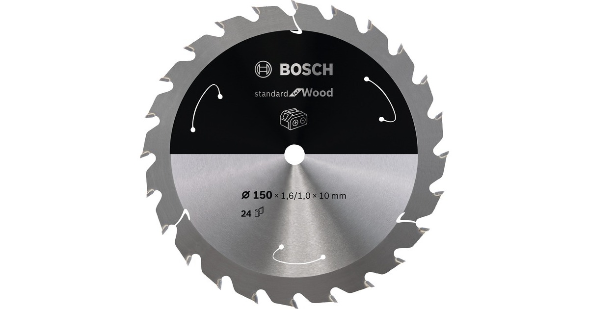 Bosch Kreissägeblatt Standard for Wood, Ø 150mm, 24Z(Bohrung 10mm, für Akku-Handkreissägen)